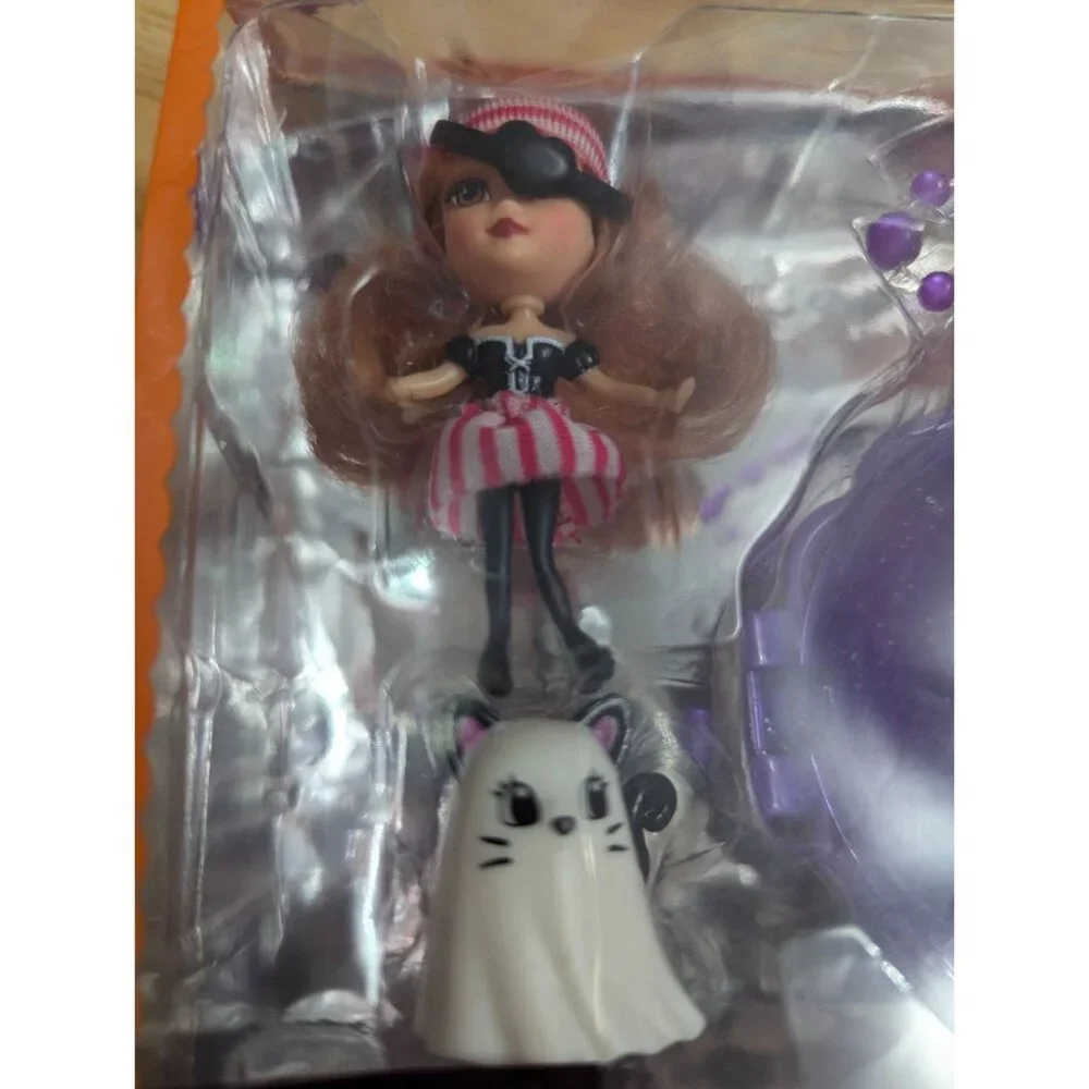 Barbie Mini B. Halloween Pirate and ghost‎ cat clip keychain purple NOS SEALED